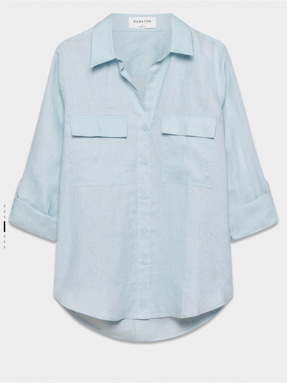 Babaton Pale Blue Linen Utility Shirt